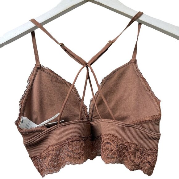 Abercrombie & Fitch Bra Size Small Bralette Brown Lace Racer Back NWOT - Picture 3 of 7
